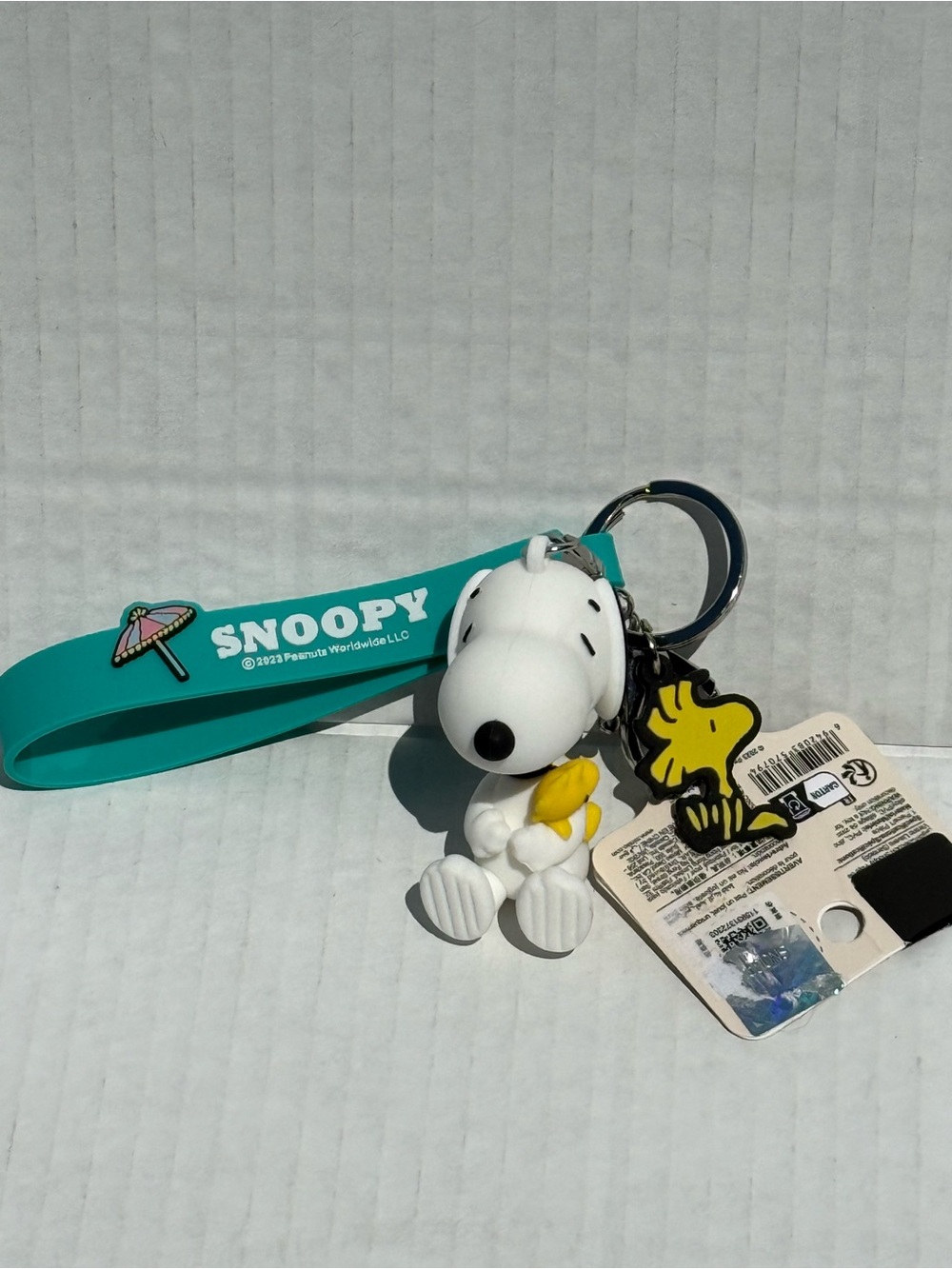 Snoopy & Woodstock Teal Silicone Keychain